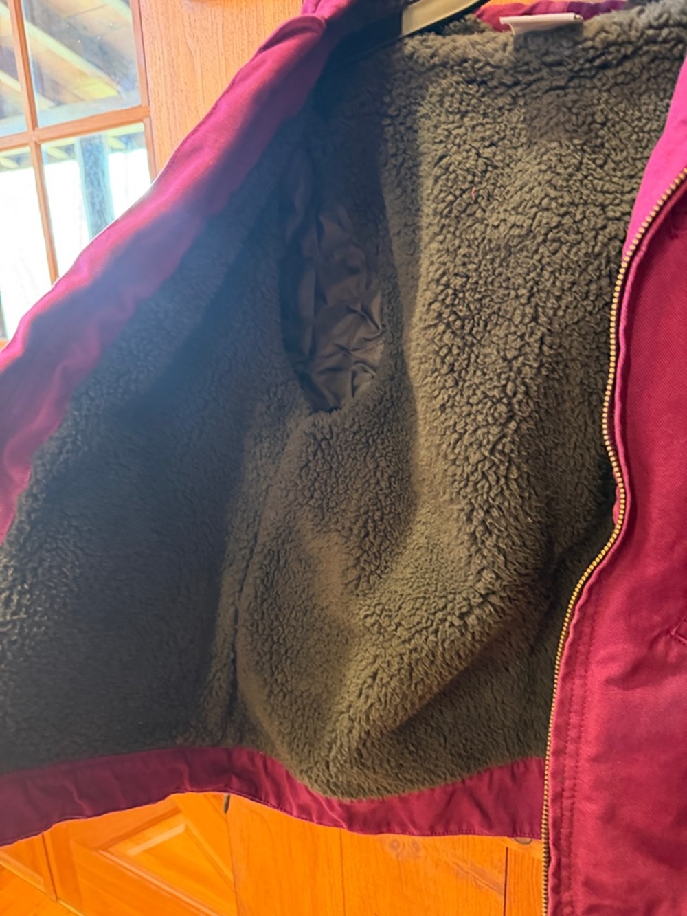 Like-New! Carhartt Plum Sherpa-Lined Hooded Work Jacket girls Small (7-8) - Picture 4 of 5